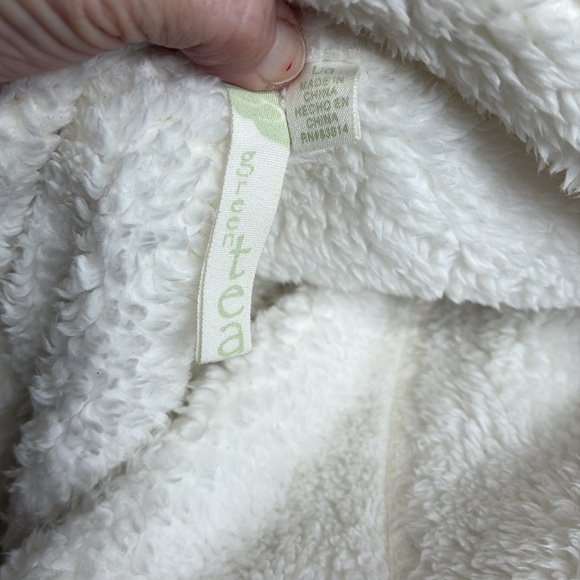 Green Tea  Jacket  coat  full zip front Cozy Sherpa lined  off-white  ivory - Picture 12 of 13